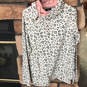 Ampersand gray leopard print hoodie